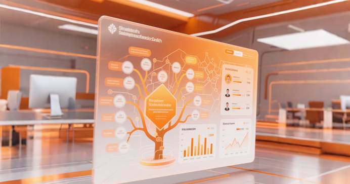 Visualization of career development path in clean energy: digital interface displaying skill tree and job map | AI concept map of job search strategy
