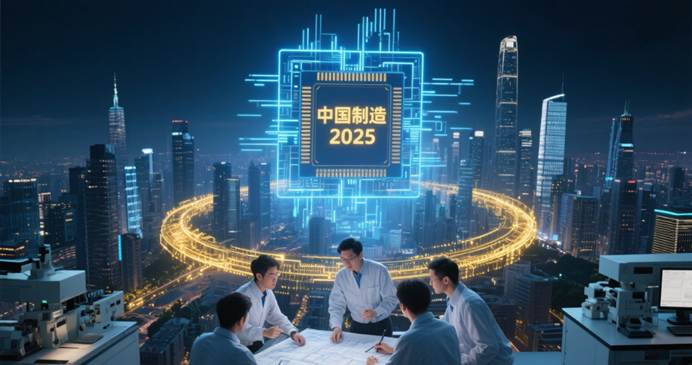 China semiconductor industry growth with engineers analyzing chip data
