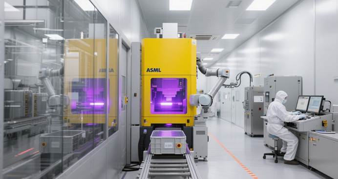 Advanced semiconductor cleanroom with ASML equipment in Chinese fab