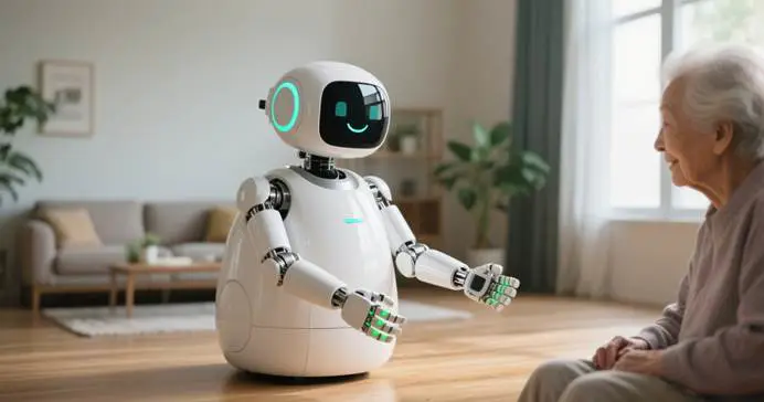 Mechanical Engineering Work in China: Automobiles and Robots 4 Mechanical engineering professional using a precision tool to test the strength of a carbon fiber arm on a household service robot, demonstrating mechanical engineering work in service robot lightweight design.