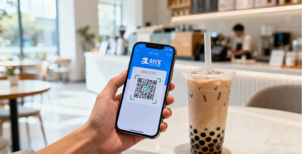 How to Work in China: A Step-by-Step Guide for Foreign Professionals in 2025 4 Using Alipay on a smartphone to make a payment in China, showcasing the convenience of daily life for expats working there.