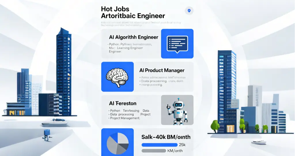 Building a Career in China 2025: Hot Jobs in AI, Cross-Border E-Commerce, and Biotechnology 1 Infographic of hot jobs in artificial intelligence field: key positions, skills and salary ranges
