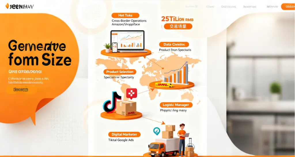 Building a Career in China 2025: Hot Jobs in AI, Cross-Border E-Commerce, and Biotechnology 2 Scene map of cross-border e-commerce hot jobs covering operations, selection, logistics and marketing