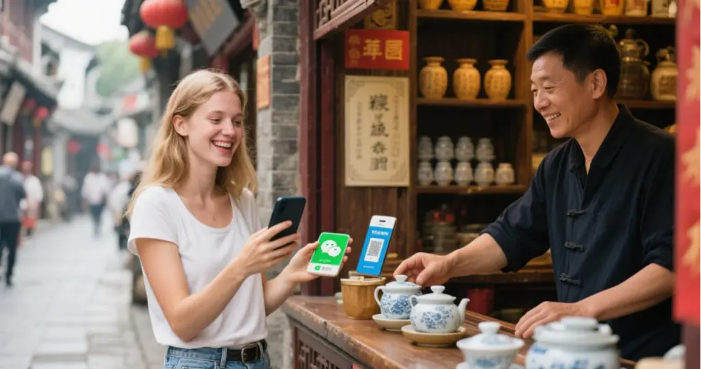 Entry-Level Jobs in China for Foreigners 2025: No Experience Needed 4 Foreigner adapting to life in China using mobile payment techn