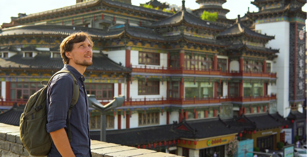 Foreign English Teachers: Exploring China's Abundant Career Opportunities 2026 4 A foreign English teacher exploring the ancient city wall of Xi‘an, highlighting the cultural immersion and travel opportunities available while living and working in China.