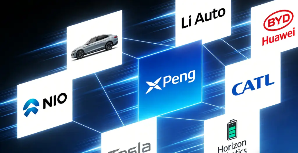 A Guide for Foreign Automotive Engineers: Working in China’s Auto Industry with High-salary 2026 3 Logo collage of top automotive companies hiring in China: NIO, BYD, Tesla, CATL, Huawei, XPeng, and others.