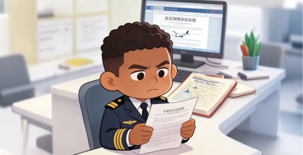 CAAC License Conversion for Foreign Pilots: A Step-by-Step Guide with Fees 2026 3 Illustration of a foreign pilot navigating language and regulatory documents during the CAAC conversion process, representing common challenges faced.