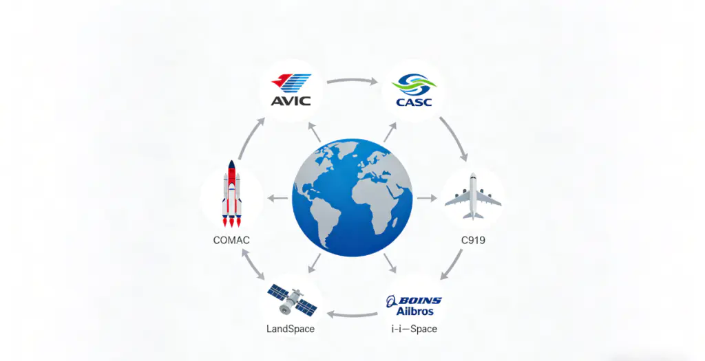How to Find Aerospace Jobs in China: A Complete Guide for Foreign Engineers 3 Infographic illustrating the ecosystem of top aerospace employers in China for foreign engineers, including state-owned giants, civil aviation pioneers, private space companies, and multinational R&D centers.